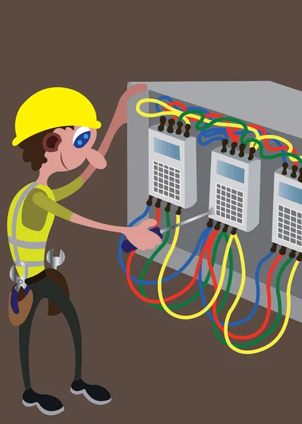 Electricista en el trabajo — Vector de stock