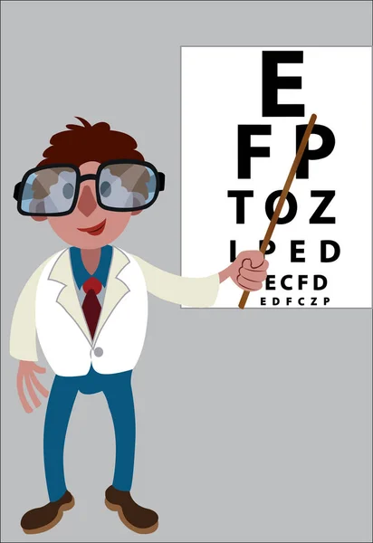 Optician with chart — Stock Vector