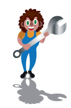 İngiliz anahtarı tutan bir tamirci, en sevdiği alet.