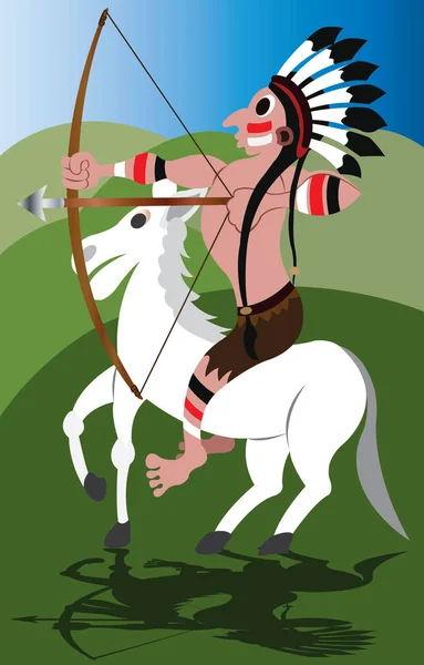 Plains Indian Warrior Horseback — Stockový vektor