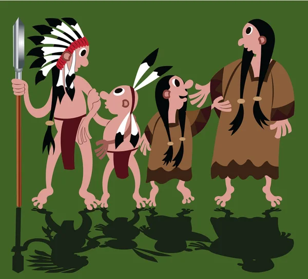 Eine Amerikanische Ureinwohnerfamilie — Stockvektor