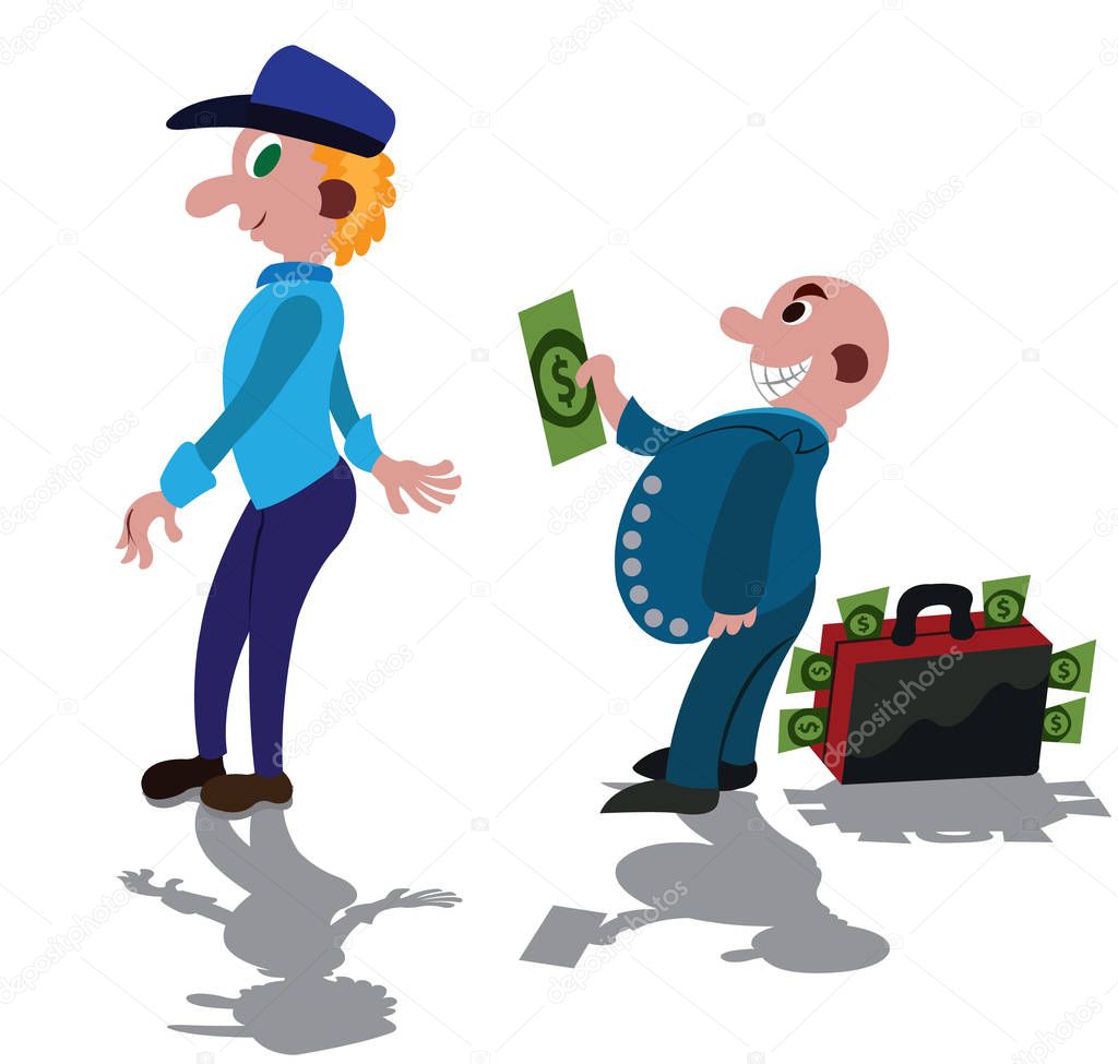 Bribery in full swing, A rich man bribing a corrupt Police Officer