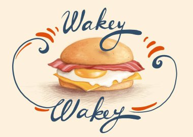 Bacon and egg breakfast muffin clipart