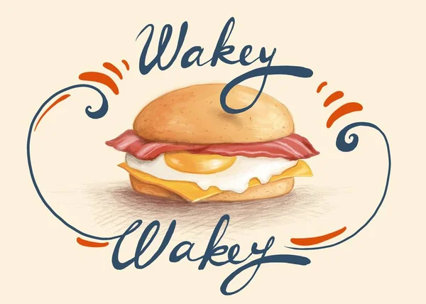 Frühstücksmuffin mit Speck und Ei — Stockfoto