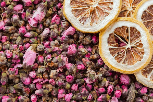 Çay çiçek doku. Şeftali çiçeği çay. Organik Kuru çiçek çay yaprakları.