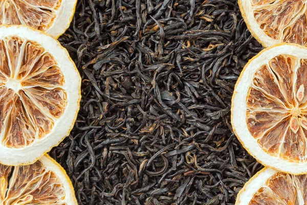 Çay otlar doku. Siyah çay arka plan. Organik kurutulmuş siyah çay yaprakları.