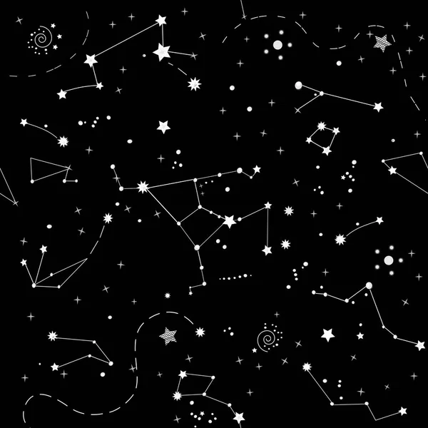 Beautiful space seamless texture in monochrome colors. Vector illustration — Stock Vector