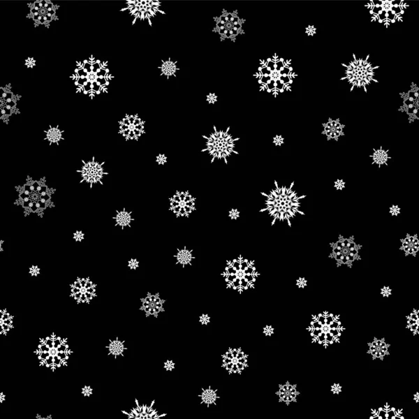 Texture graphique sans fin des chutes de neige. Carrelage monochrome avec flocons de neige blancs. Illustration vectorielle — Image vectorielle