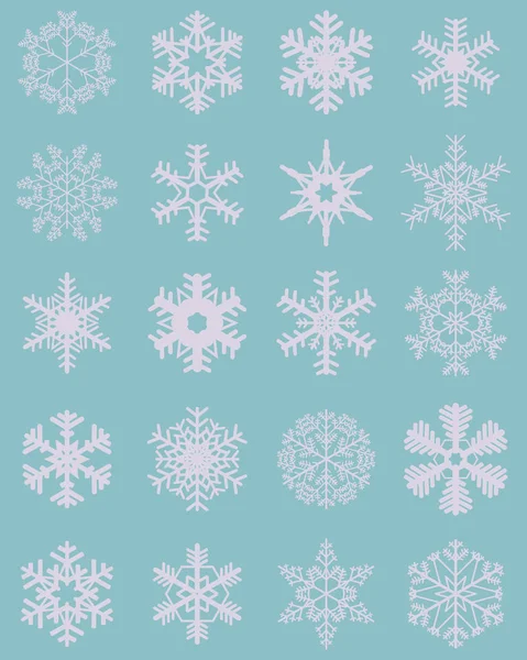 Conjunto de copos de nieve — Vector de stock