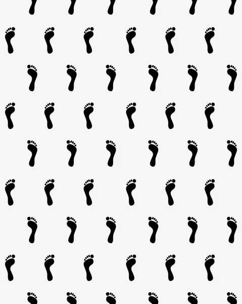 Seamless Pattern Black Silhouettes Prints Human Feet — Stock Vector