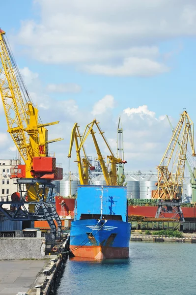 Bulk vrachtschip onder poort kraan — Stockfoto