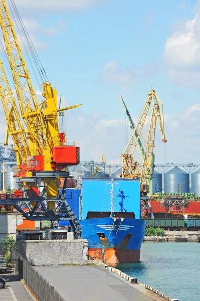 Bulk lastfartyg under hamnkranen — Stockfoto