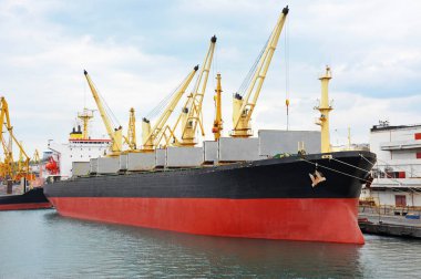 toplu yük gemisi liman vinç altında