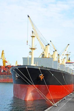 toplu yük gemisi liman vinç altında