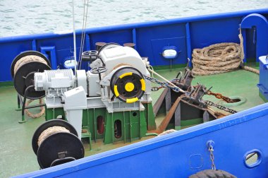 Anchor windlass with chain clipart