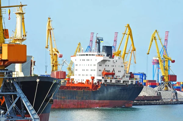 Bulk vrachtschip onder poort kraan — Stockfoto