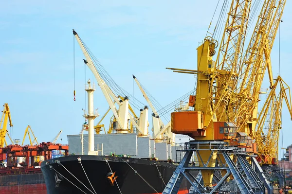 Bulk vrachtschip onder poort kraan — Stockfoto