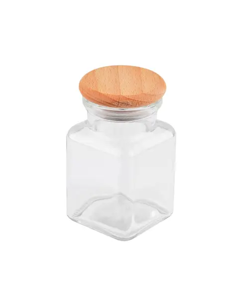 Glass jar with wooden top — Stock Photo, Image