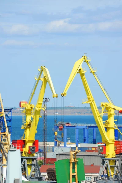 Bulk lastfartyg under hamnkranen — Stockfoto