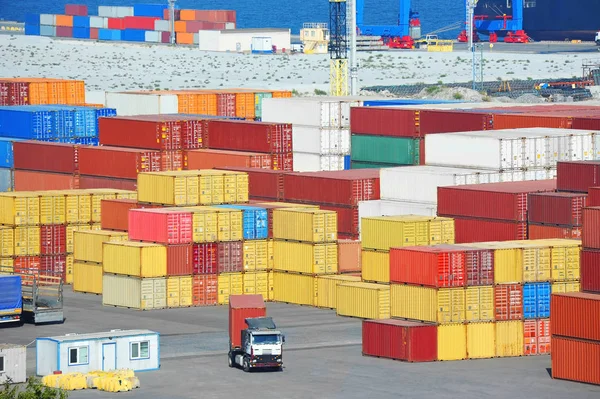Last container i hamn — Stockfoto