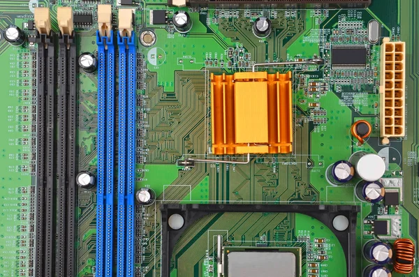 Green computer motherboard — Stock Photo, Image