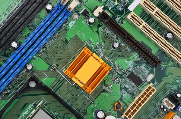 Green computer motherboard — Stock Photo, Image
