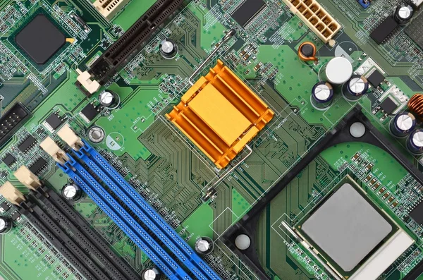 Green computer motherboard — Stock Photo, Image