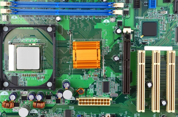 Green computer motherboard — Stock Photo, Image