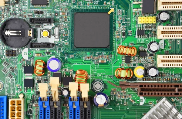 Grünes Computermotherboard — Stockfoto