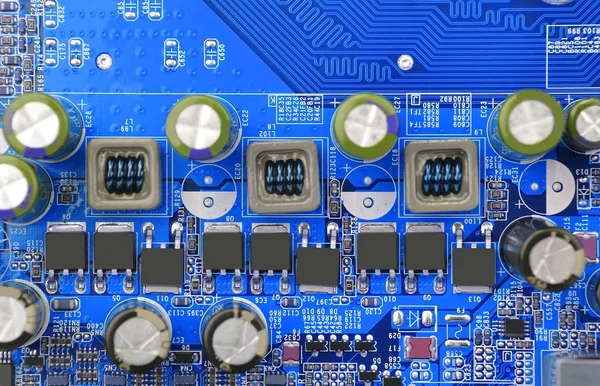 Blaues Computermotherboard — Stockfoto