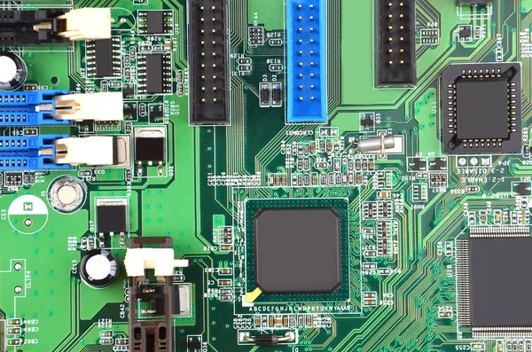 Green computer motherboard — Stock Photo, Image