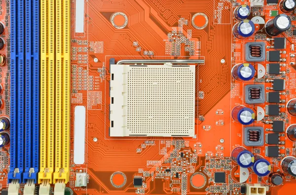 Red computer motherboard — Stock Photo, Image