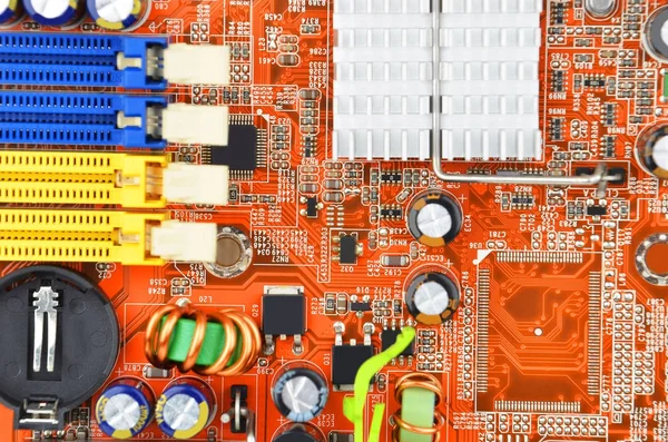 Red computer motherboard — Stock Photo, Image