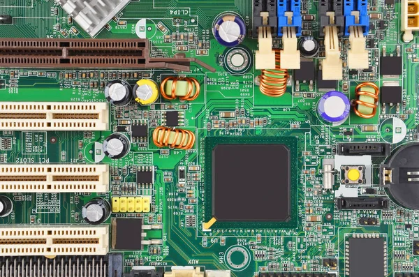 Green computer motherboard — Stock Photo, Image