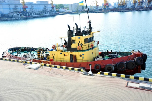 Sleepboot in de kade van de haven — Stockfoto