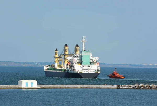 Pilot meewerkende bulk vrachtschip — Stockfoto