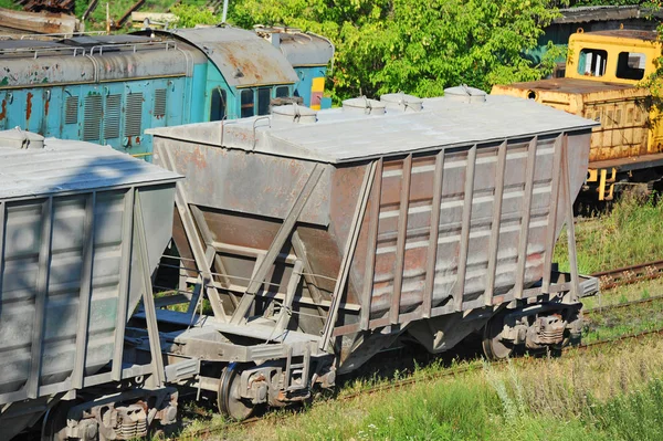 Freight train on railway — Stock Photo, Image