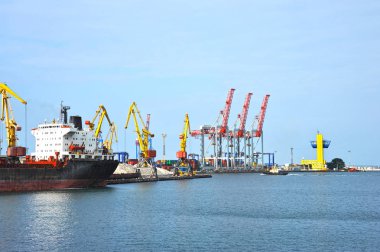 toplu yük gemisi liman vinç altında