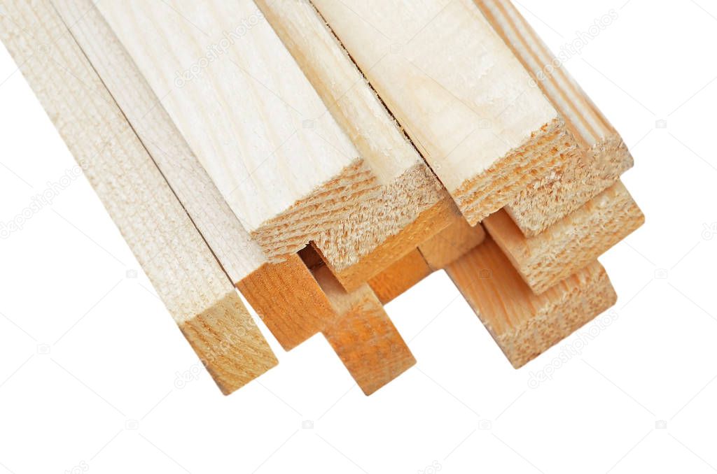 Wooden beam on white
