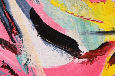 Bahar Şenliği. Çok renkli doku resim. Soyut sanat arka plan. Tual üzerine akrilik. Boya kaba darbeleri.