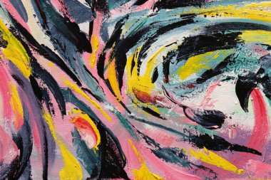 Bahar Şenliği. Çok renkli doku resim. Soyut sanat arka plan. Tual üzerine akrilik. Boya kaba darbeleri.