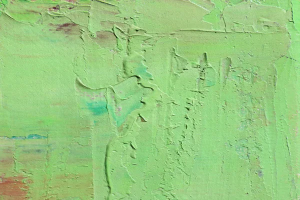 緑の色の抽象芸術の背景。キャンバスに油彩。ラフ ・ アンド ・ ペイントの筆を表現. — ストック写真