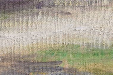 Keten yağı boya. Soyut sanat arka plan. Kaba yünlü kumaş dokusu. Boya darbeleri.