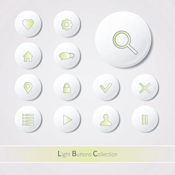 Light Glossy Buttons on White Background. — Stock Vector