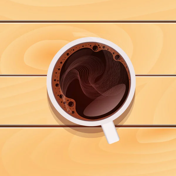 Wit glazen beker met zwarte thee (koffie) geïsoleerd op houten workt — Stockvector