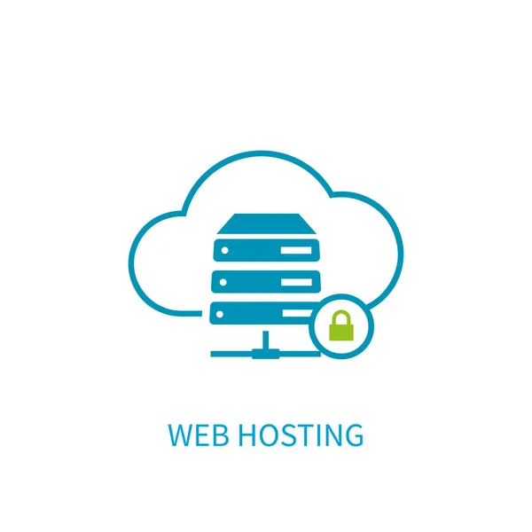 Web hosting pictogram van de server met internet ne computing cloud-opslag — Stockvector