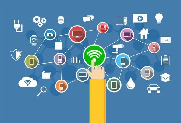 Draadloze verbinding. IOT. Informatie technologie concept. — Stockvector