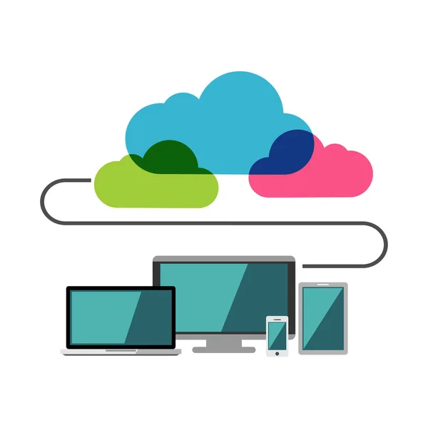 Cloud computing. Se connecter à Internet . — Image vectorielle