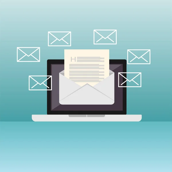 Illustrazione email. Invio o ricezione di e-mail concetto illustrazione. design piatto. Email marketing. — Vettoriale Stock