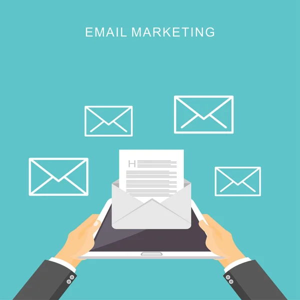 E-mail marketing. Publicidade de e-mail empresarial . — Vetor de Stock